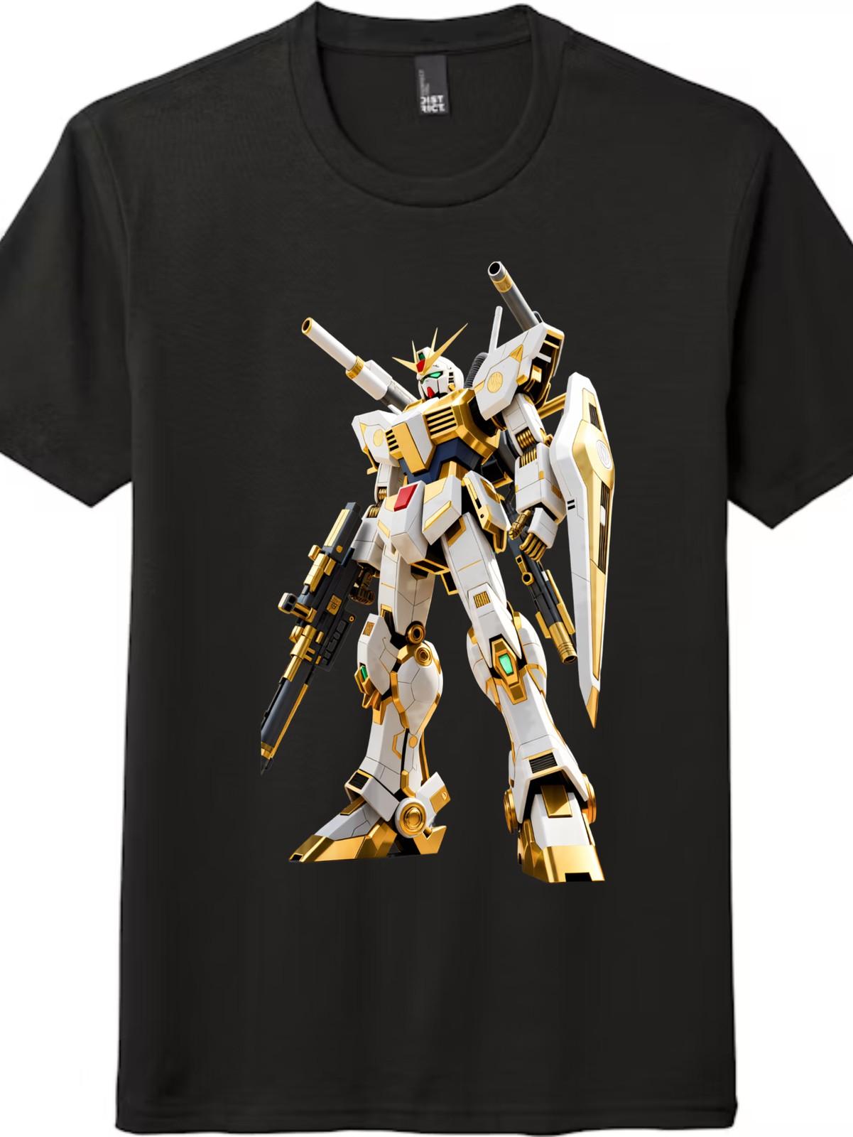 Unisex Casual Trendy Break The Dimension Wall Gundam Warrior Personality T-Shirt Mens Womens Tees Top L