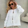 Lace-up knitted cardigan autumn new loose round neck long-sleeved sweater women