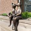 Kjærlig par Katter Kyss Dating Statue Moderne Minimalistisk Desktop Harpiks Håndverk Ornamenter Hjem Hage Dekorasjon Julegave