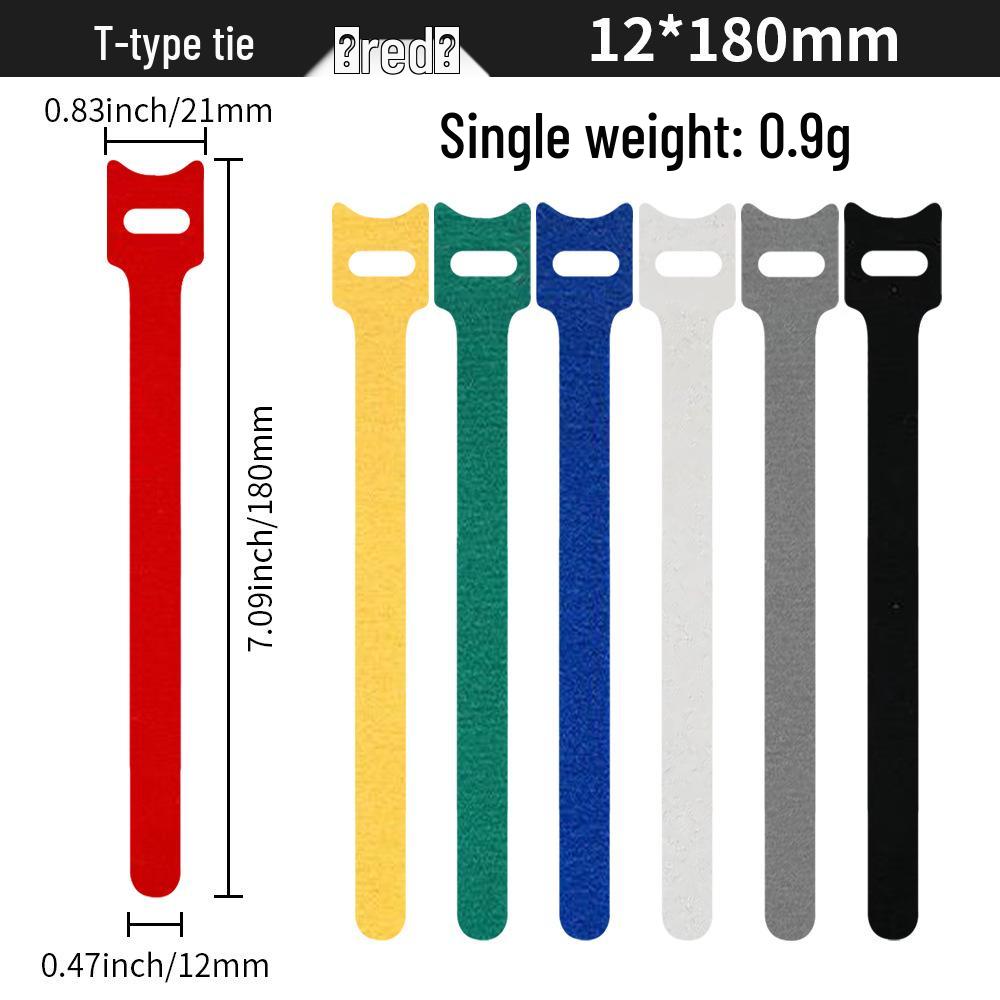 T-Type Magic Tape Cable Ties for Earphones, Data Cables, Organizers, and Network Cables with Back-to-Back Adhesive Straps.