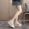 W New Breathable Summer Hollow Thick Sole Inner Height Increase Woven Surface Casual Shoes Sandals