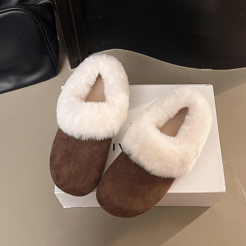 Women's Thick-soled Winter a Footstool Hairy Mouth Lightweight Warm Anti Cold Padded Snow Boots Non-slip Wear Casual Sneakers Cotton Boots