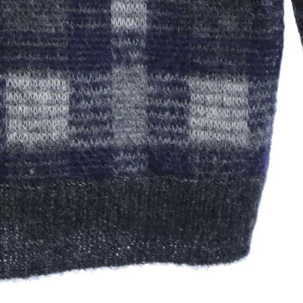 ICB Mohair Blend Check Pattern Long Sleeve Knit S Black Sweater Women Used