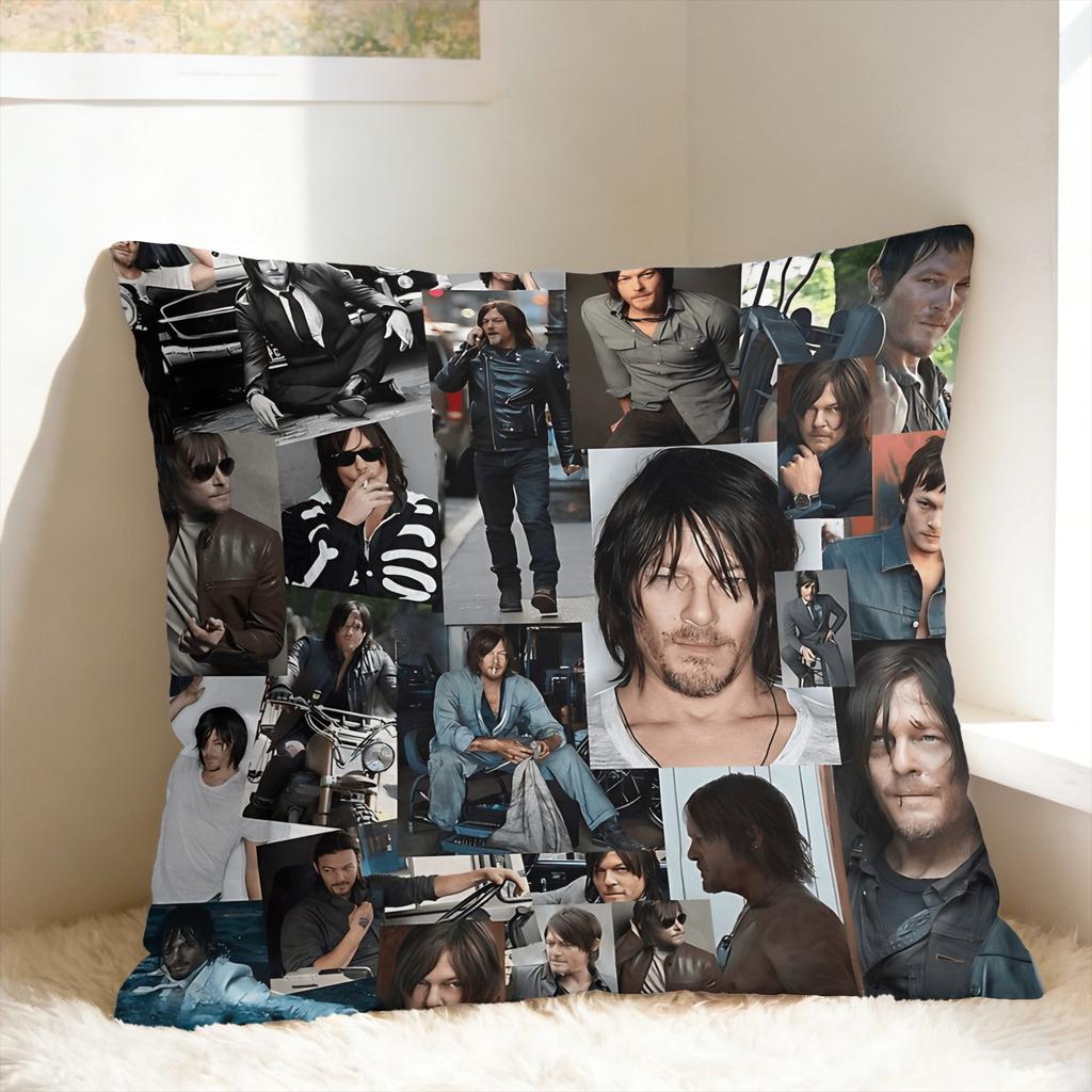 Norman Reedus W-Walking D-Dead American Celebrity Pillow Case Retro Trendy Pillow Cover Comfy Pillowcases For Living Room Chair