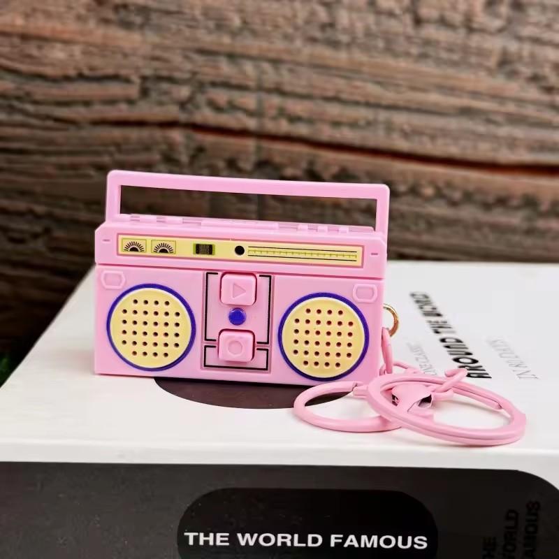 Nostalgic Mini Radio Recorder Keychain Nostalgic Vintage Mini Retro Radio Key Ring That Can Record Classical Funny Bag Ornaments