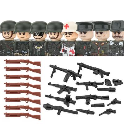 Military Army Soldier Figures Constructing Blocks WW2 German Medical Corps Zombie Infantry Weapons Helmet Mini Bricks Kids Playthings