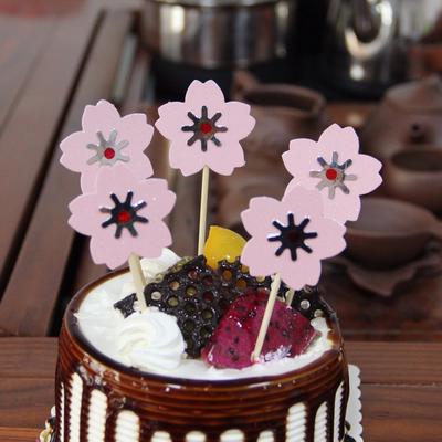 Topper per Cupcake Fiori di Ciliegio Rosa Decorazioni Festa di Compleanno per Bambina Forniture per Torte Glitter per Bambini