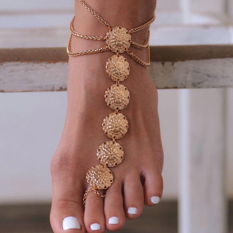 Summer Foot jewelry metal gold carving anklet nice gift for Women to beach A-39