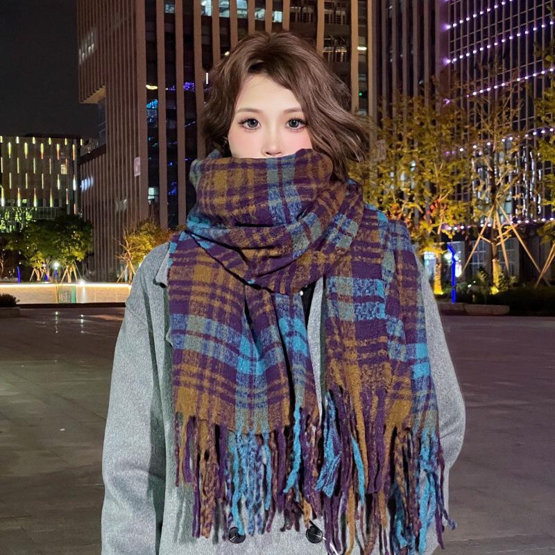 Hochwertiger Schal im koreanischen Stil mit Karomuster: Warmer, verdickter Kaschmir-ähnlicher Schal für Studenten und Paare