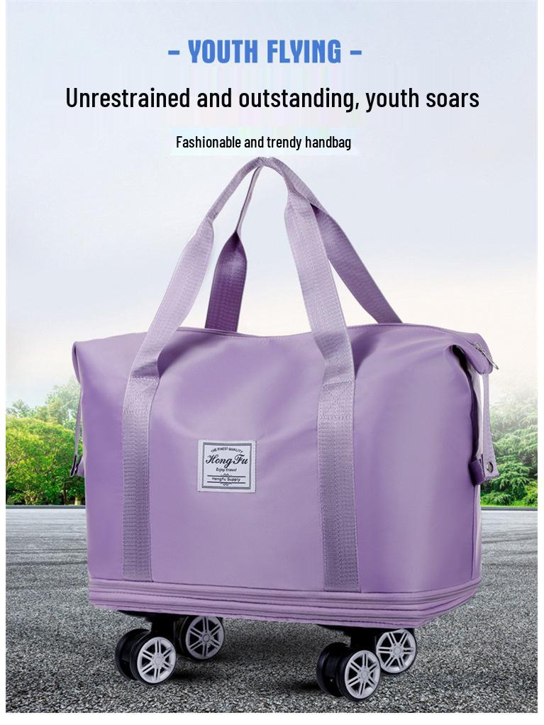 Unisex Expandable Large-Capacity Travel Duffel Bag with Wheels, Foldable Boarding Luggage for Business Trips and Shopping.