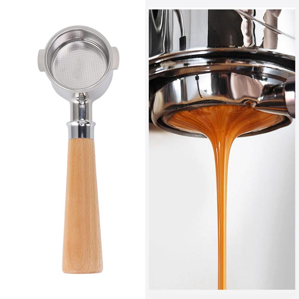 51mm Coffee Bottomless Portafilter, Comfortable Grip, 51mm Two-Lug Portafilter, Safely Removable, 304 Stainless Steel, EC0310 (A2 Beechwood)