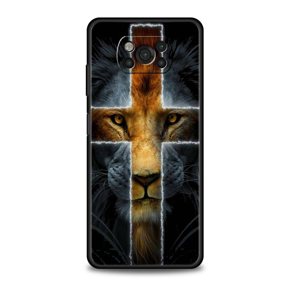 Cross Pattern Bicolor Lion Phone Case for Xiaomi Poco F7 F6 F5 F4 F3 X6 X5 X4 X3 NFC F7 Ultra M4 C51 C55 GT 5G Soft TPU Cover