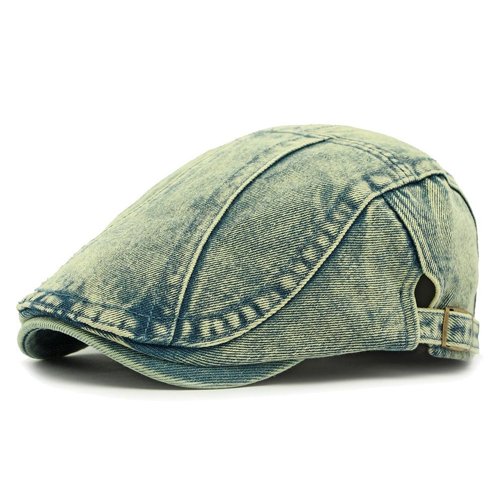 

Men Beret British Vintage Forward Hat Women Denim Hat Peaking Cap Paintsmen s Hat зелений/синій