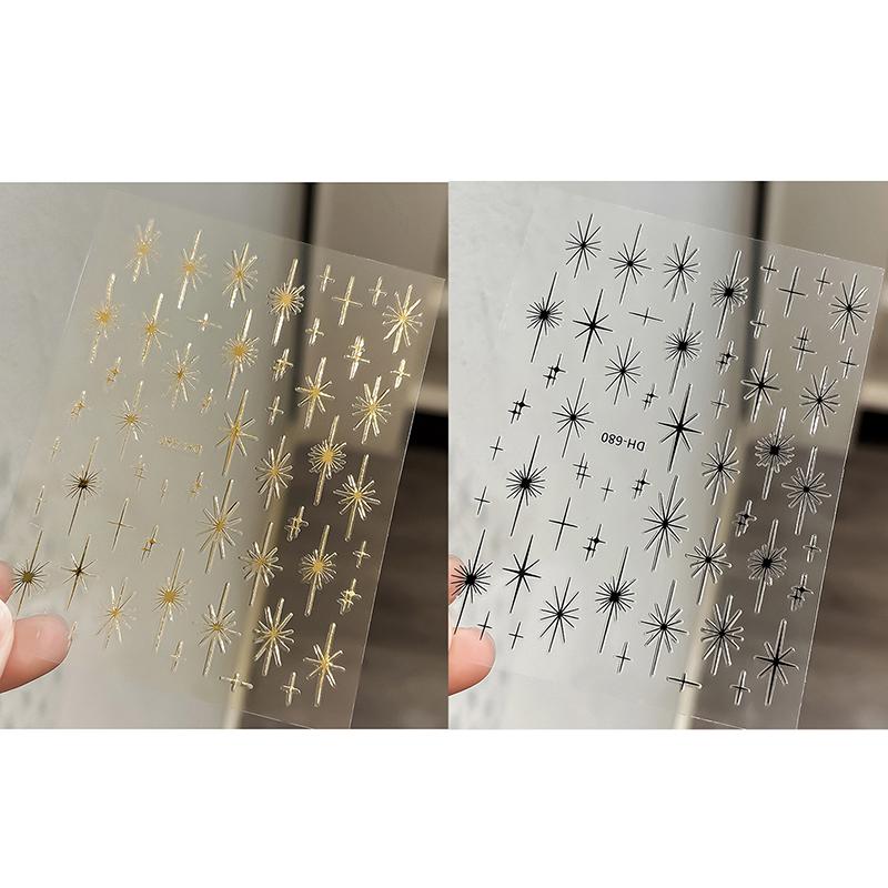 Star Radiant Nail Art Stickers Decals, 3D Self-Adhesive Nail Decals Line Designs Nails Supplies For Diy Nails Manicure Decor