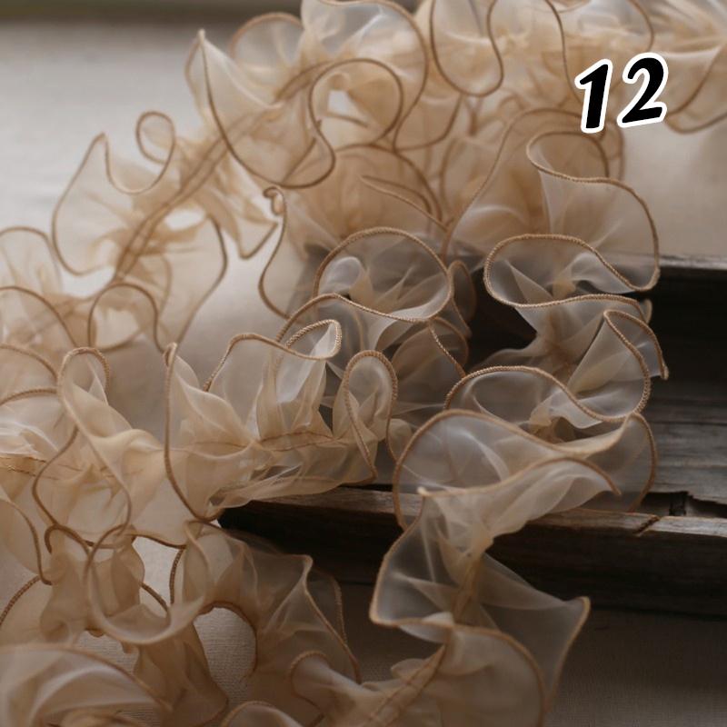 3M 10cm Pleated Lace Trim Bubble Skirt Ruffle Gauze Lace Ribbon Lace Fabric Tutu Lace Wedding Dress Decor Accessories