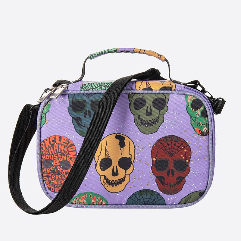 Large-capacity 72-hole Color Lead Watercolor Brush Multi-functional Pencil Bag Detachable Strap Cartoon Skull Pen Bag