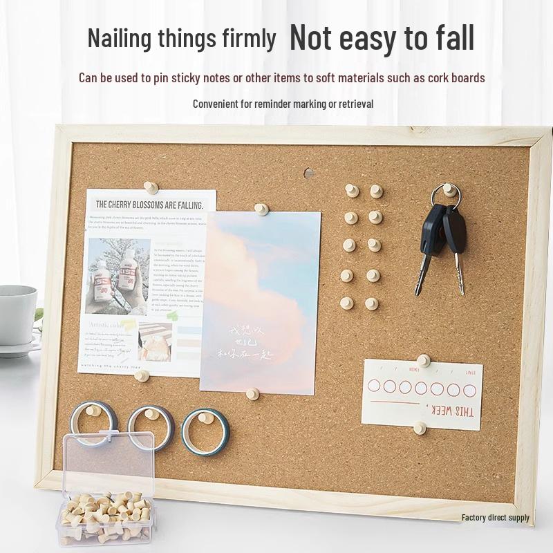 Wooden Push Pins for Felt Wall Cork Boards and Kindergarten Message Boards