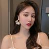 Super Fairy Acrylic Shell Flower C-Shaped Geometric Silver Needle Earrings for Women