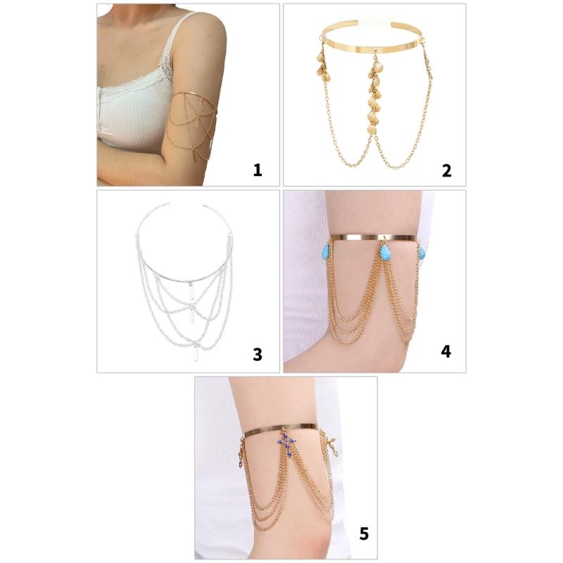 Women's Stacked Fringe Arm Chain Jewelry Customizable Fit Alloys Arm Bracelet for Casual and Formal Occasion