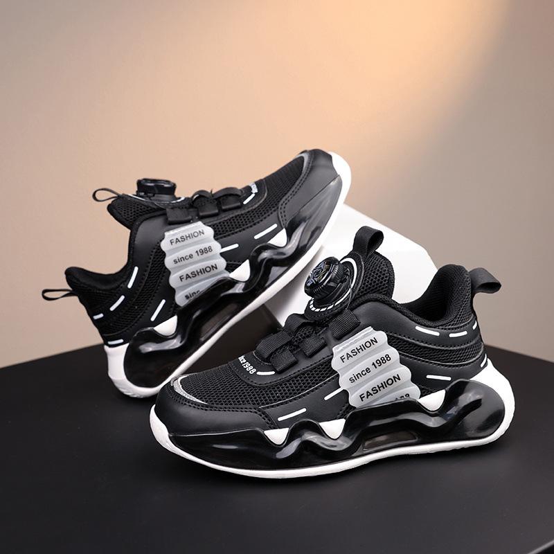 Boys Sneakers Breathable Mesh Boys Running Spring and Autumn Middle School Older Children Rotary Buckle Children ABC Campus Versatile Shoes