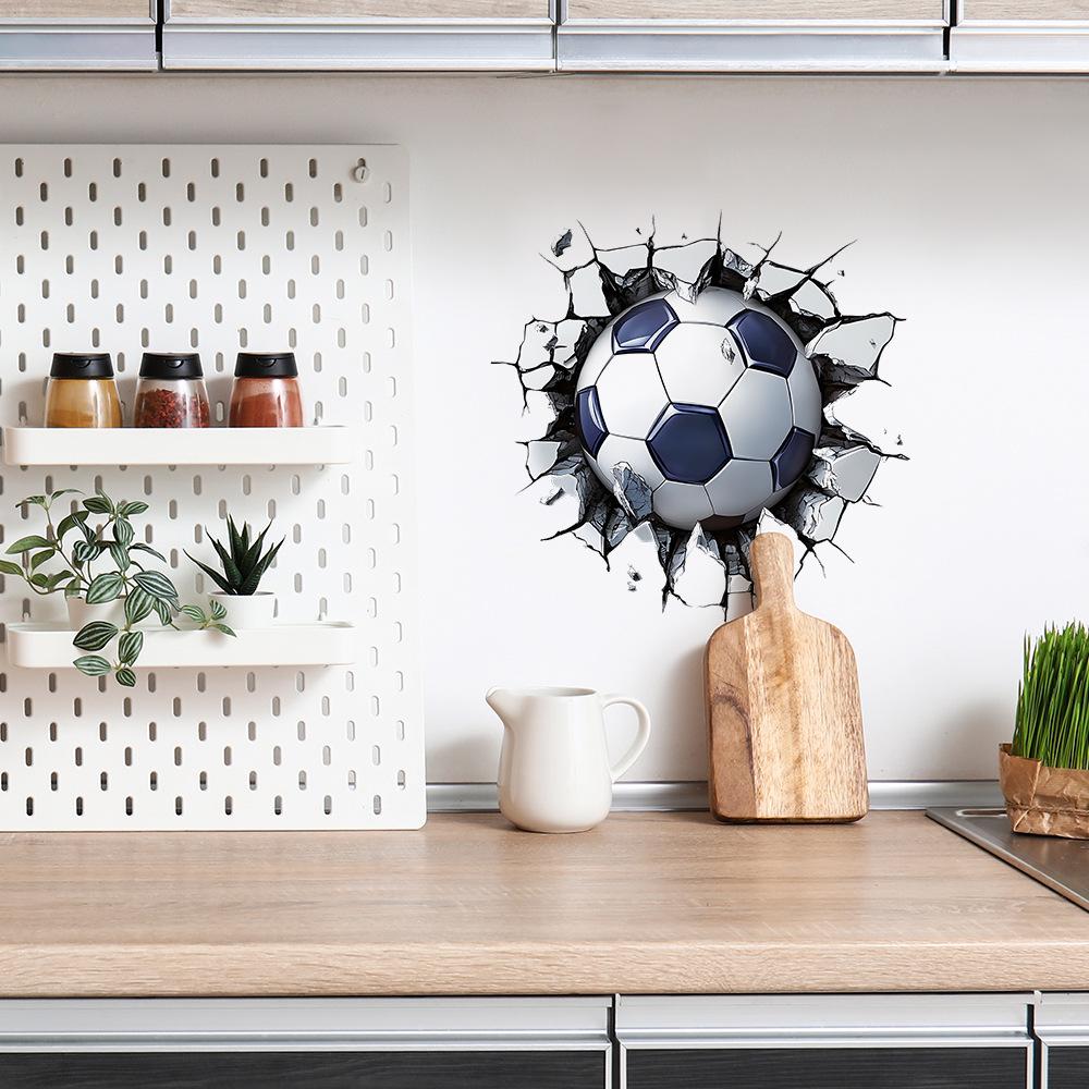 Broken Wall Football Bedroom Living Room Entrance Home Beautification Decoration Wall Stickers
