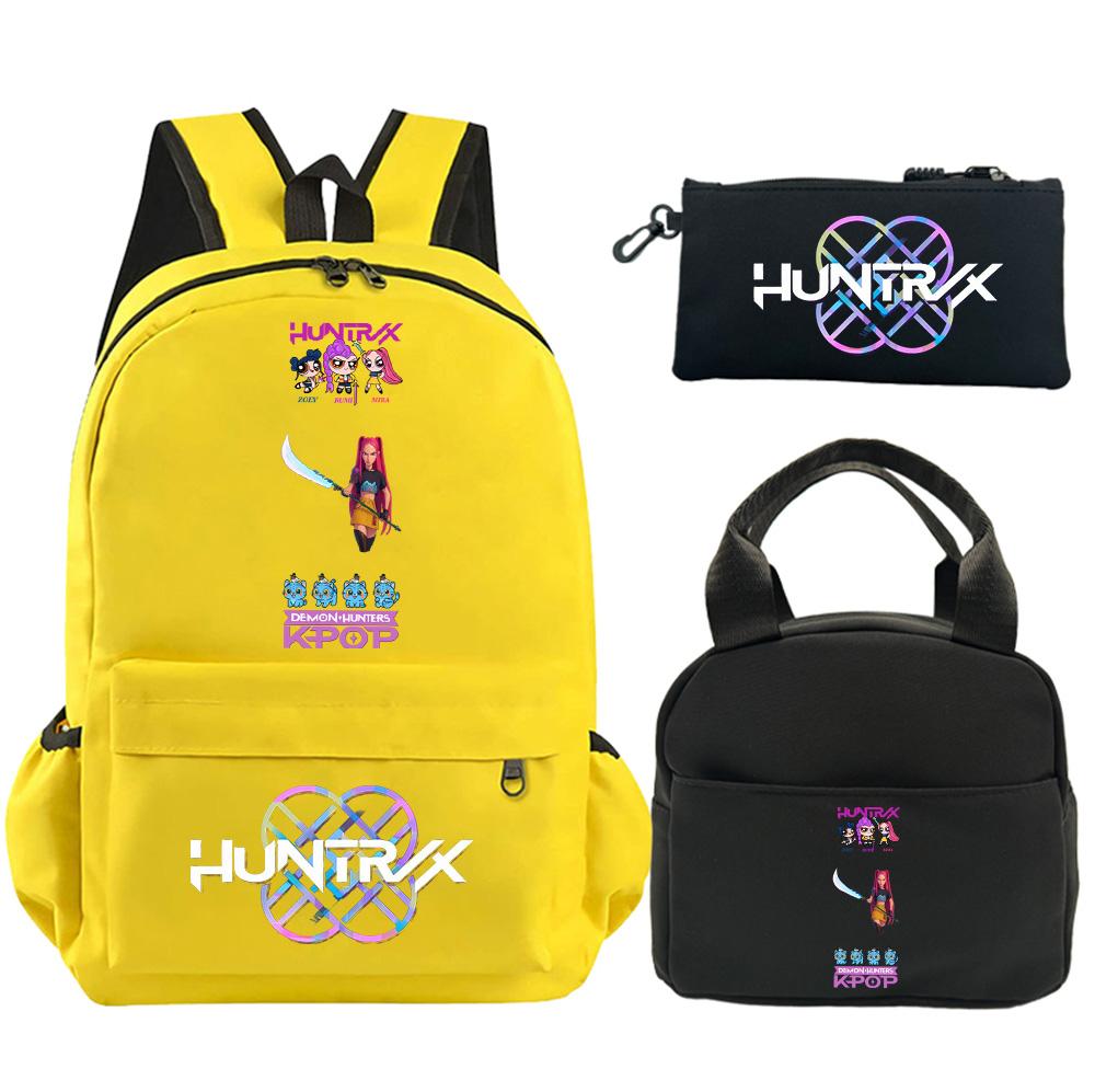 3Pcs/set Anime Demon Hunters Printed Backpack with Shoulder Bag Pencil Case for Student Boy Girl Schoolbag Large Capacity Waterproof Bookbag