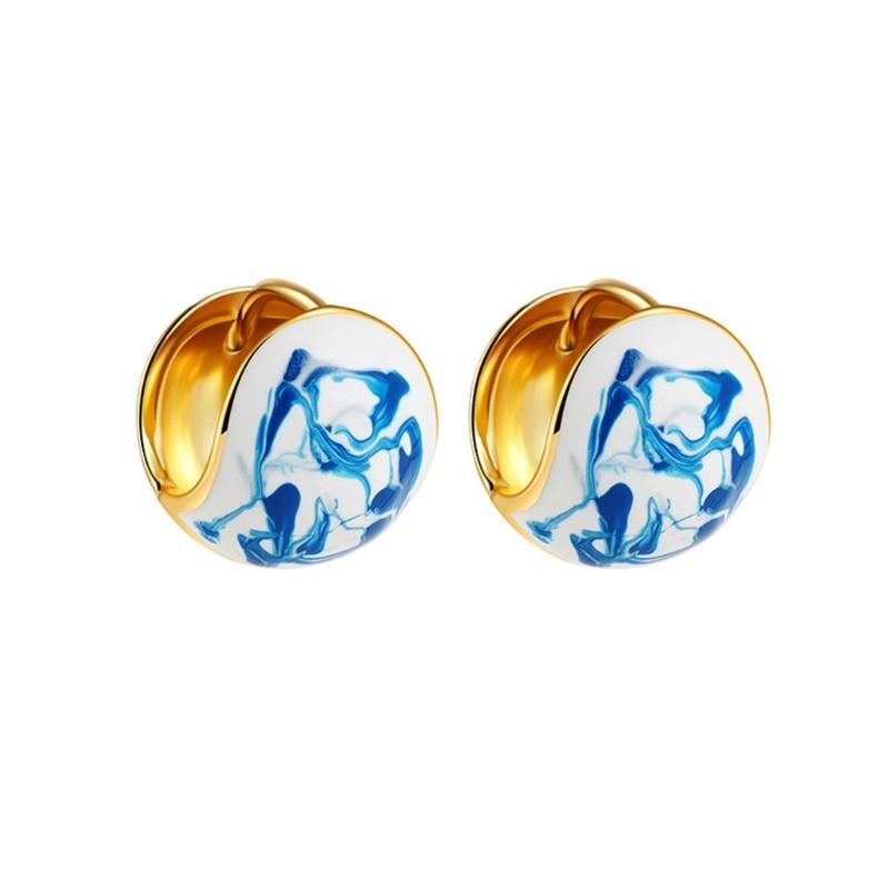 

Sophisticated Blue And White Porcelain Ear Cuff With Copper Base For Sensitive Skin Lightweight Jewelry For Daily Wear