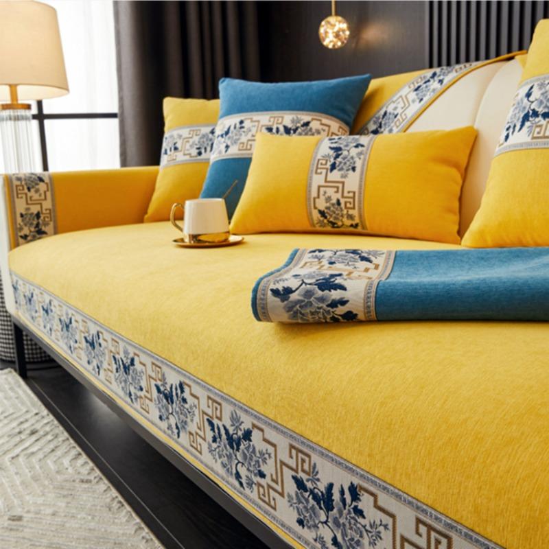 new chinese style Sofa Cover Cushion Four Seasons Sofa Towel Modern Simple Living Room Corner Couch Chenille polyester Armrest Towel