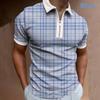 Trendy Geometric Print Short Sleeve Half-Zip Polo Shirt