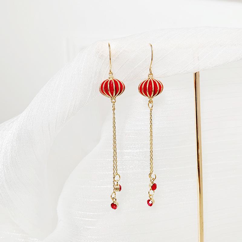 Chinese Red Series Festive Earrings: Retro National Style for New Year & Christmas Gifts