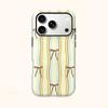 Dainty Pastel Cream Yellow Blue Brown Striped Bow Pattern Art Film Aesthetic Protective Shockproof Bumper Phone Case For iPhone 14 15 16 Pro Max Plus