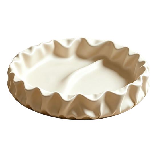 Decorative Storage for Rings 3D Printed Cream Ruffled Jewelry Tray, Wavy Rim Trinket Dish Dish, Elegant Vanity Organizer Necklaces Bracelets