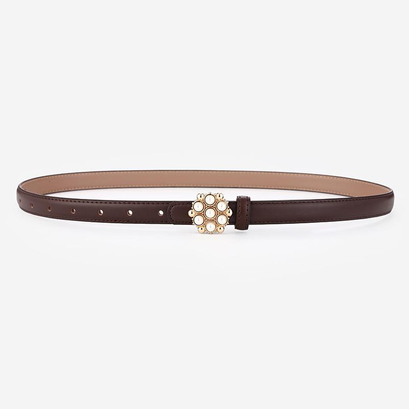 Genuine Leather Woman Belt With Rhinestones For Dress And Jeans Fashion Accessory