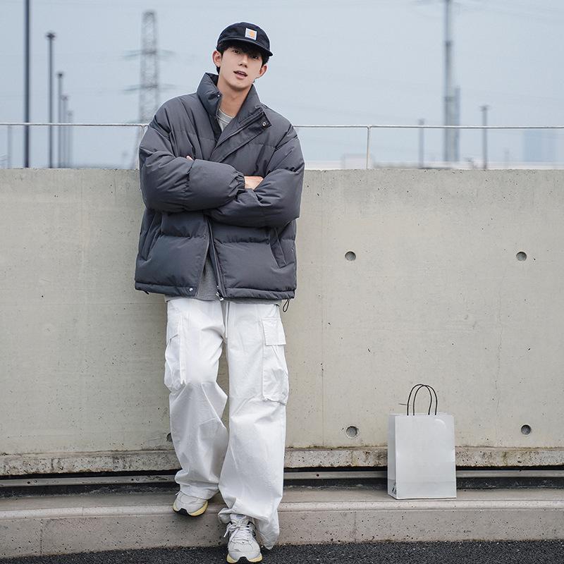 Autumn and Winter Down Cotton Clothes Men's Style Stand-up Thickened Cotton-padded Clothes Loose Korean Version Ins Trendy Versatile Couples