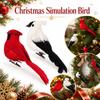 10 Pack Feather Red Bird Ornaments for Garden Christmas Holiday Decorations
