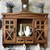 Rustic wooden wall cabinet with drawers and hooks
