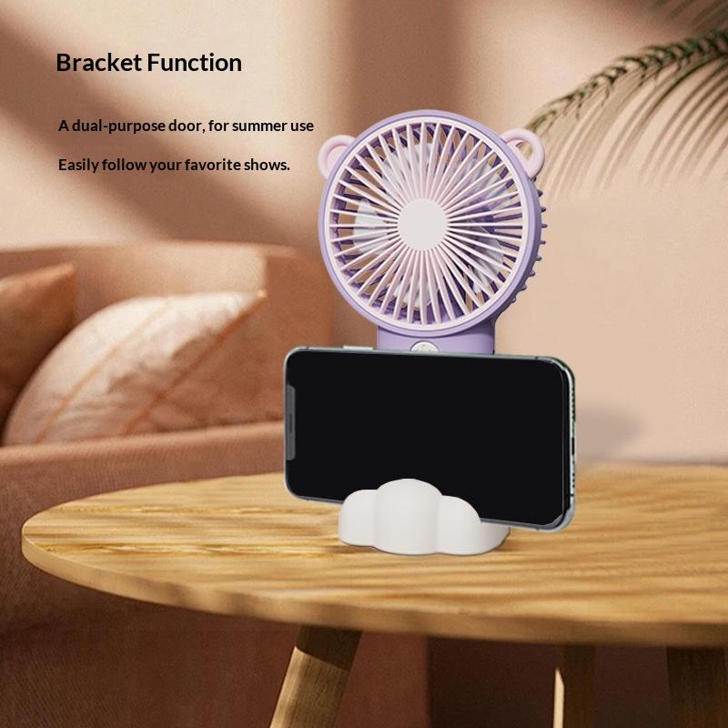 Przenośny ręczny wentylator USB – Uroczy plastikowy design, podwójne zastosowanie (Ręczny/Stojak), Letni wentylator chłodzący dla dzieci i dorosłych