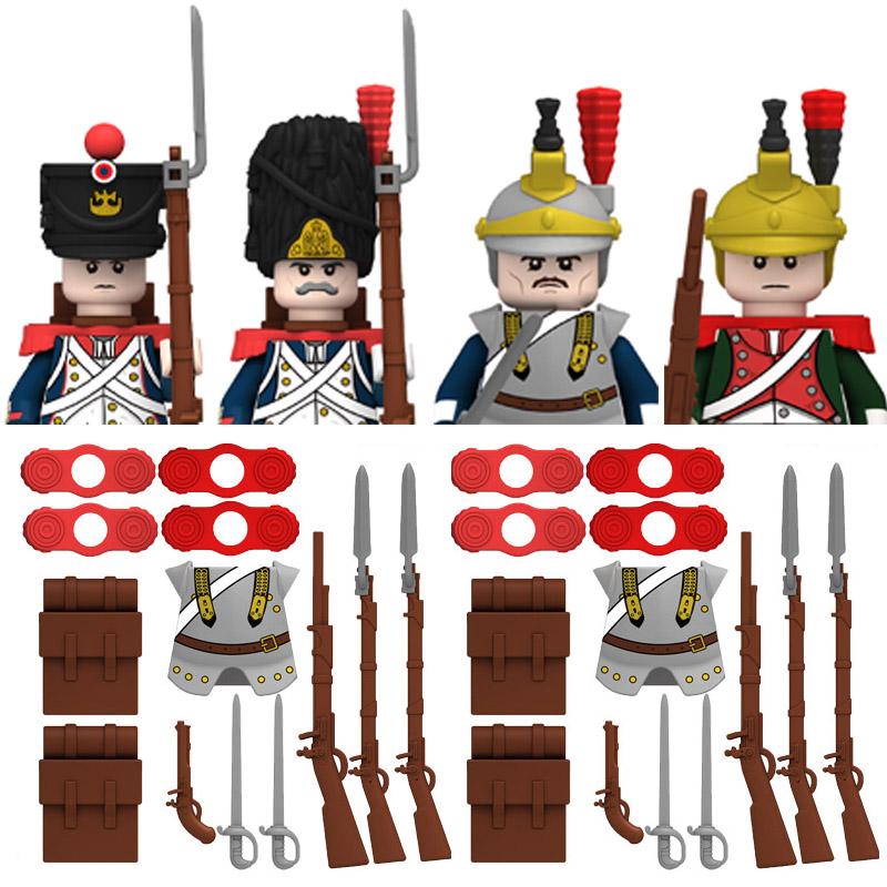 Napoleonic War Military Building Blocks Mini Bricks Figures Gifts Weapons Funs Equipments Russian France UK Italy Solider Toys