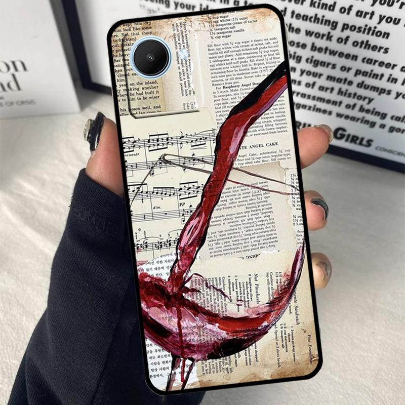 Red Wine Glass Art For Realme 15 14 10 11 12 13 Pro Plus C65 C67 C71 C63 C61 C55 C51 C53 C75 GT6 GT7 Pro Case