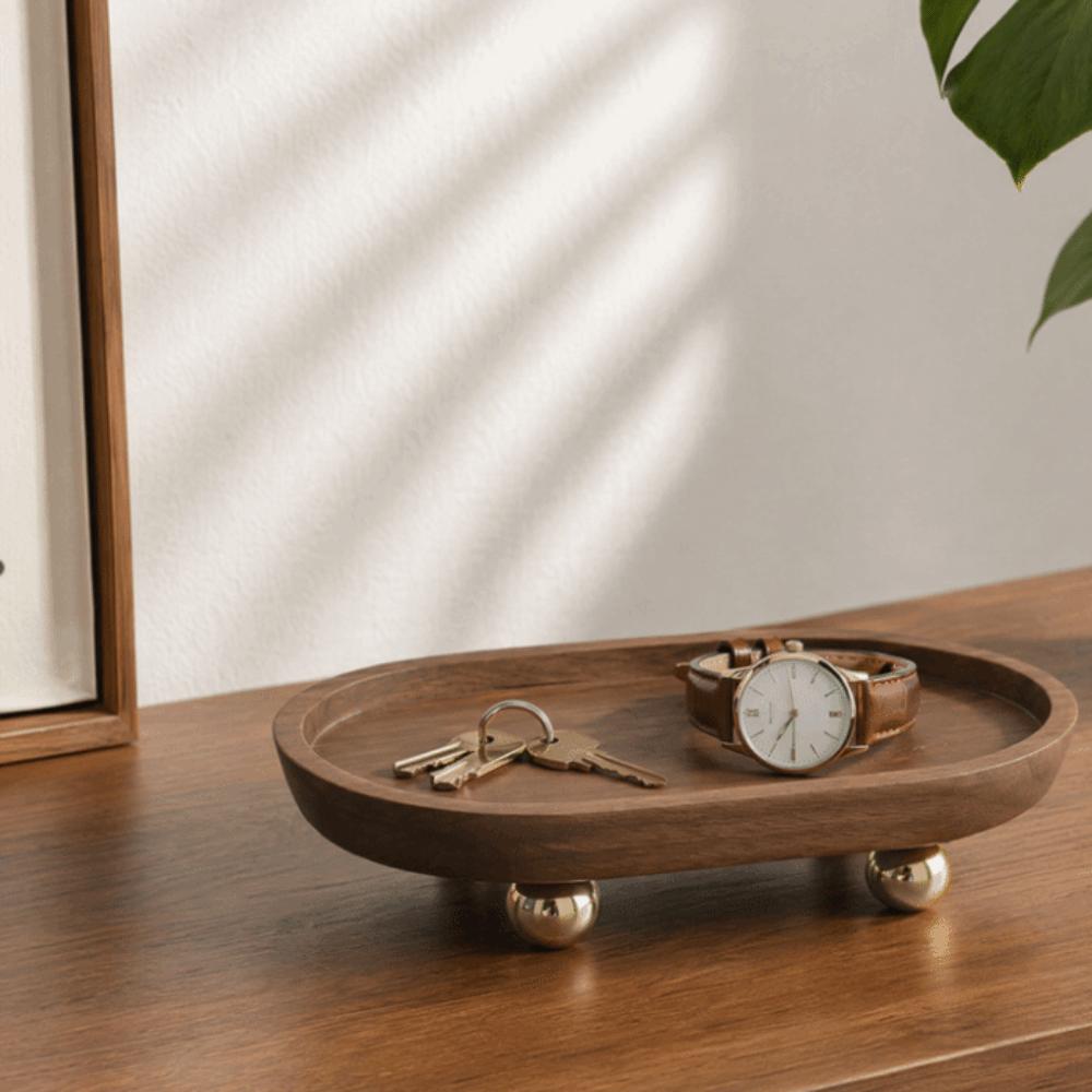 Oval Solid Wood Tray Wood Storage Tray Oval Wooden Vanity Tray Counter Perfume Decoration Tray