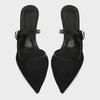 Fashion pointed toe air-mesh high heels slippers women sexy lace thin heel party shoes ankle belt lace mules shoees woman flip flops