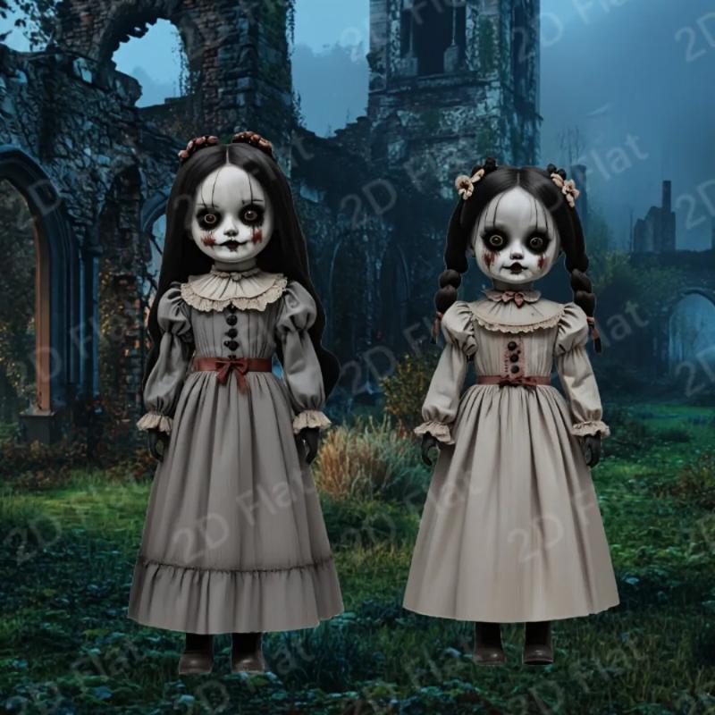 Large Halloween Horror Dolls Pattern Decorative Plate Halloween-shaped Courtyard Plastic Signs for Halloween Decorations