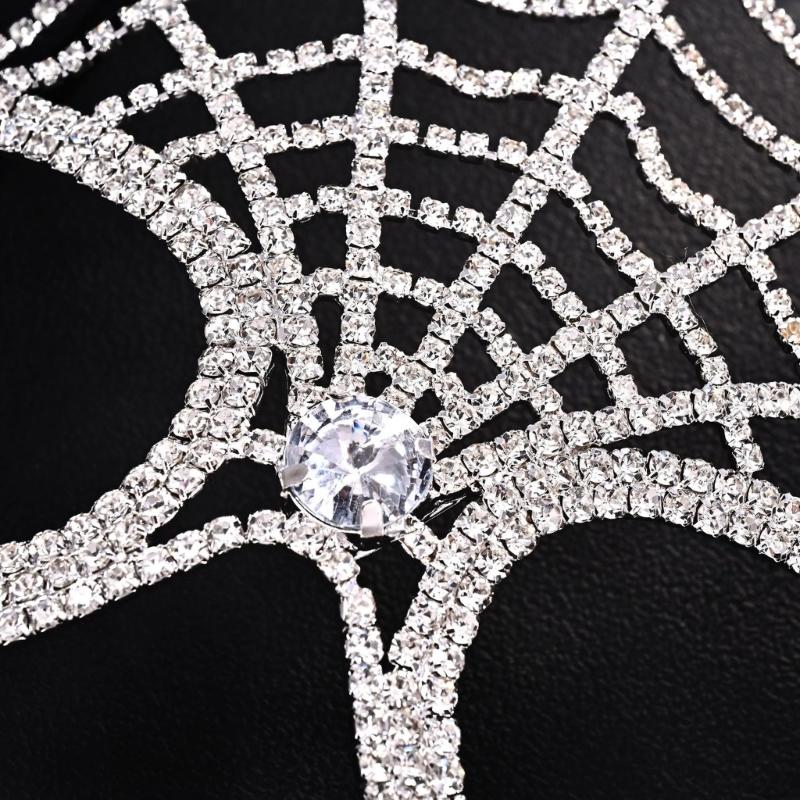Elegant Spiders Web Mask With Rhinestones Rhinestones For Halloween Parties And Cosplay Event Silver Or Gold Color Available