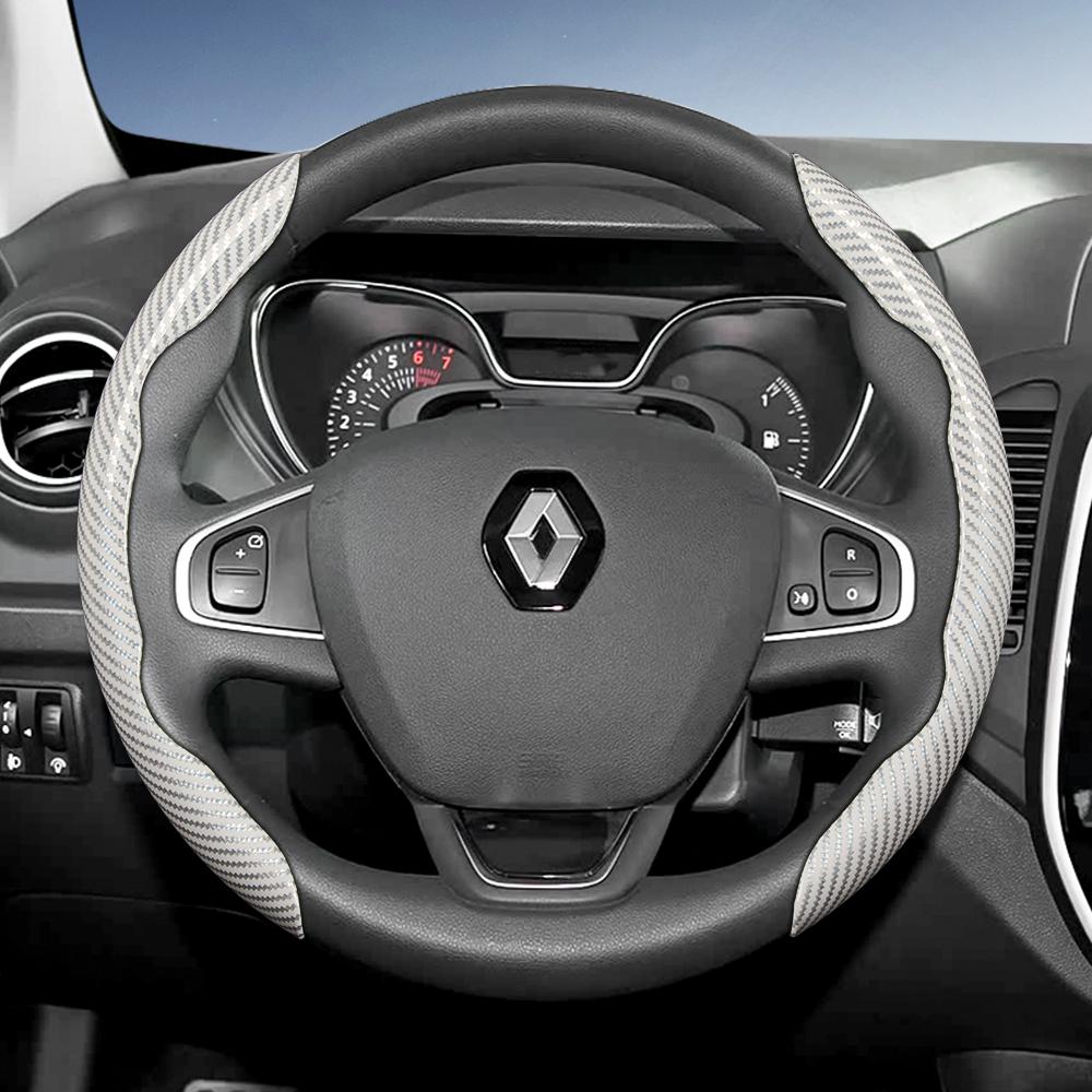 EXHN9 Suitable for Renault Carbon Fiber Texture Steering Wheel Cover with Segmented Quick-Release Design Sandero Clio Duster 