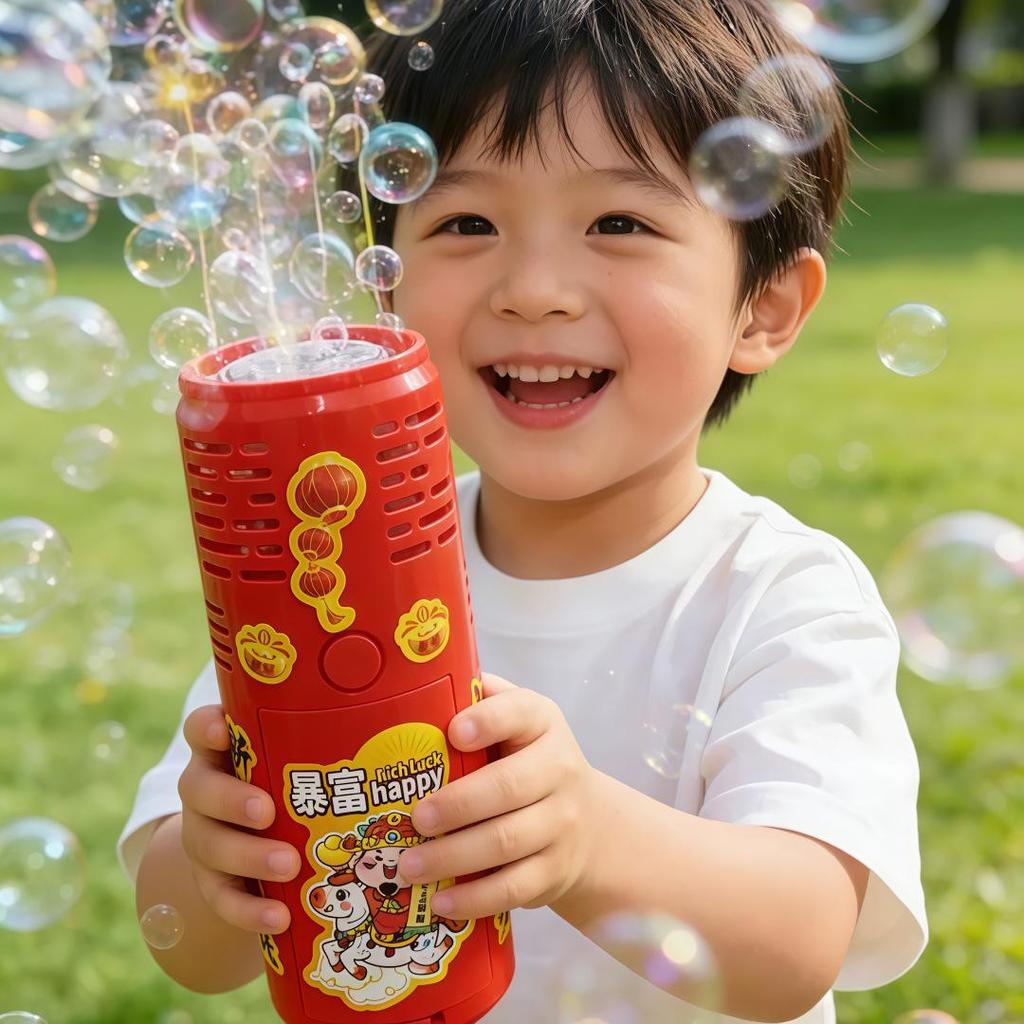 New Year Celebration Fireworks Bubble Machine with Lights and Sound Effects for Kids