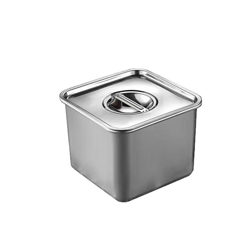 Quadratische Edelstahl-Gewürzbox 16cm mit Deckel für Küche oder Grill.