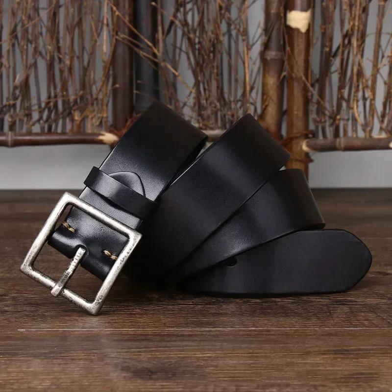 4.3CM Thickening Pure Cowhide High Quality Genuine Leather Belts for Men Brand Strap Male Copper Buckle Jeans Cowboy Luxury