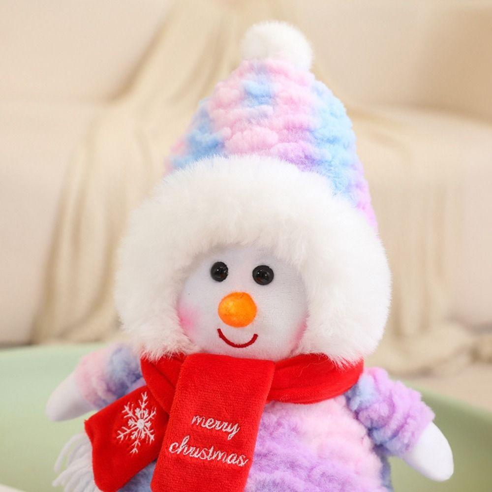 Fluffy Santa Claus Plush Toys Cartoon Snowman Stuffed Dolls Scarf Snowman Plush Toy  Party Favors