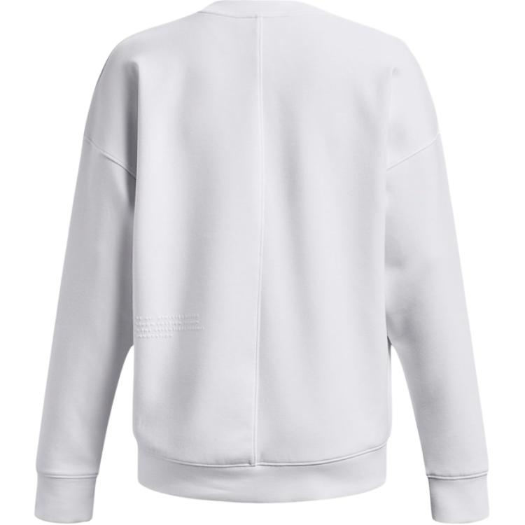 Under Armour Summit Solid Logo Print Crew Neck Long Sleeve Sweatshirt Women Sweatshirt White 1374118-100
