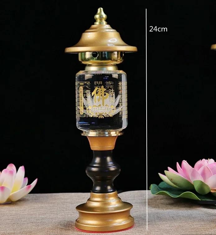 Fotai Changming Lamp, Household LED Crystal Lotus Lamp, Heart Sutra Buddha Offering Lamp, Prayer, Feng Shui, Buddha Utensils